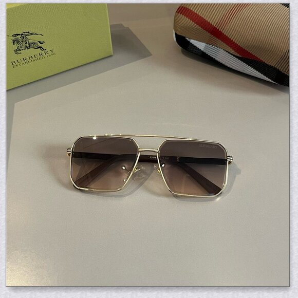 Burberry Gold Aviator Sunglasses main image 9